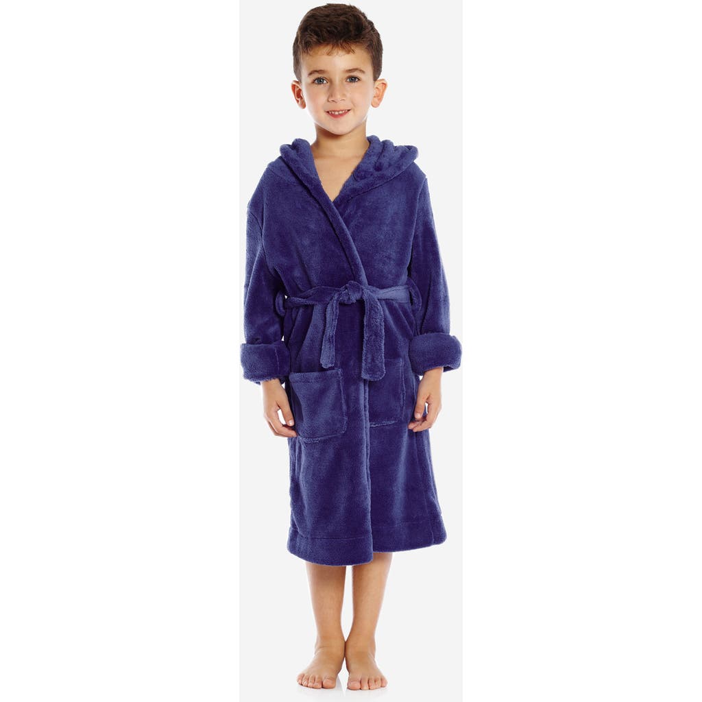 Leveret Kids Fleece Hooded Robe, Solid Colors In Purple