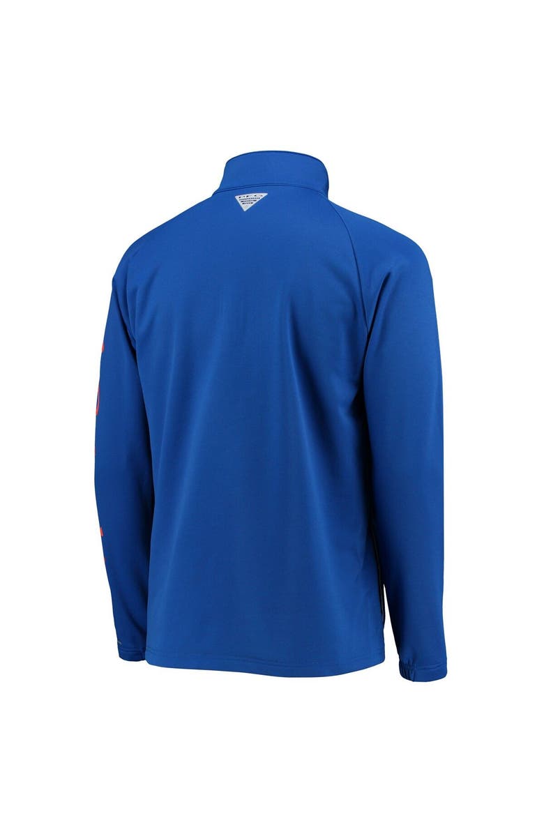Columbia Men's Columbia Royal Florida Gators Terminal Tackle Fleece Raglan Omni-Shade Quarter-Zip Jacket, Alternate, color,