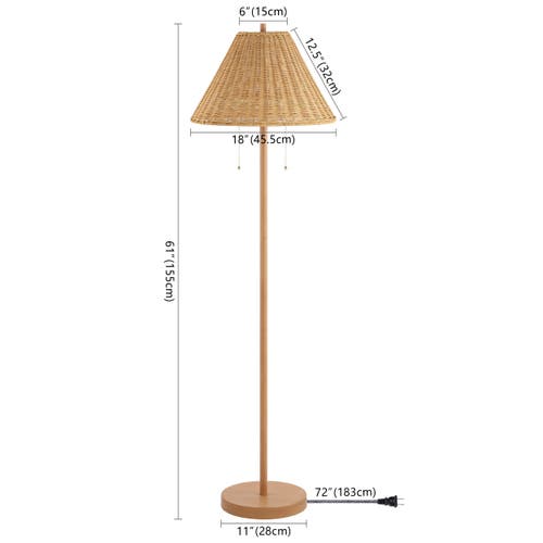 Jonathan Y Nando 61" 2-light Coastal Bohemian Iron, Rattan Led Floor Lamp With Pull-chain In Brown Wood Finish