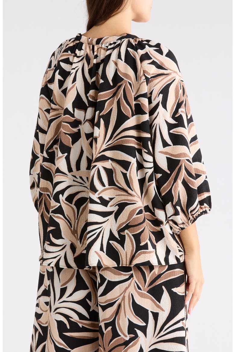Leaf Print Top, Alternate, color, BLACK/ TAUPE