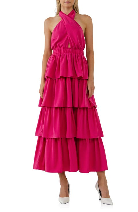 Halter Neck Tiered Maxi Dress