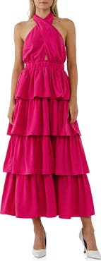 Endless Rose Halter Neck Tiered Maxi Dress