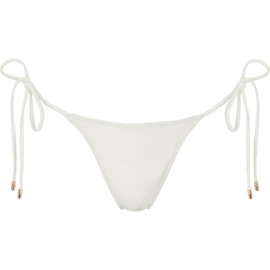 Sunkissed Le Triangle Tie Side Pattern Bikini Bottom in Coco White at Nordstrom, Size Small