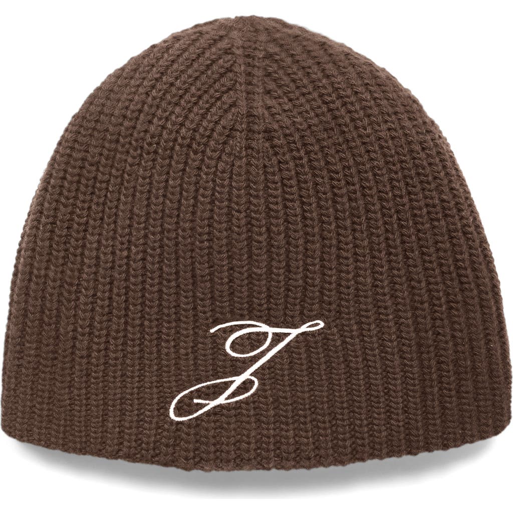 Jacquemus Le Bonnet Espiral Merino Wool Beanie In Brown