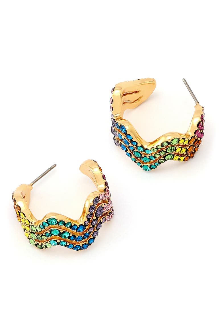 Rainbow Wave Small Hoop Earrings, Alternate, color, MULTI