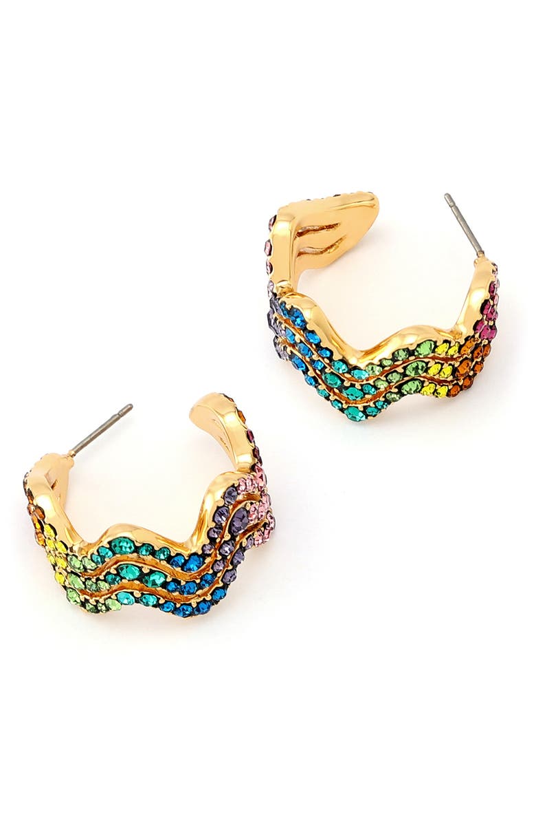 Kurt Geiger London Rainbow Wave Small Hoop Earrings, Alternate, color, Multi