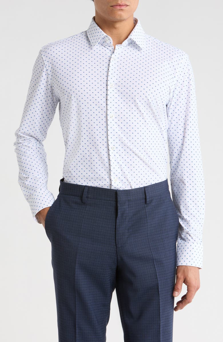 BOSS Hank Kent Slim Fit Stretch Performance Dress Shirt, Main, color, Light/ Pastel Blue