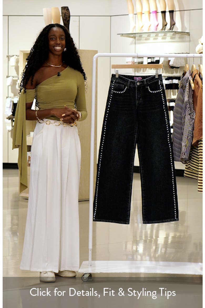 EDIKTED Stassie Studded Low Rise Baggy Jeans (Women) | Nordstrom