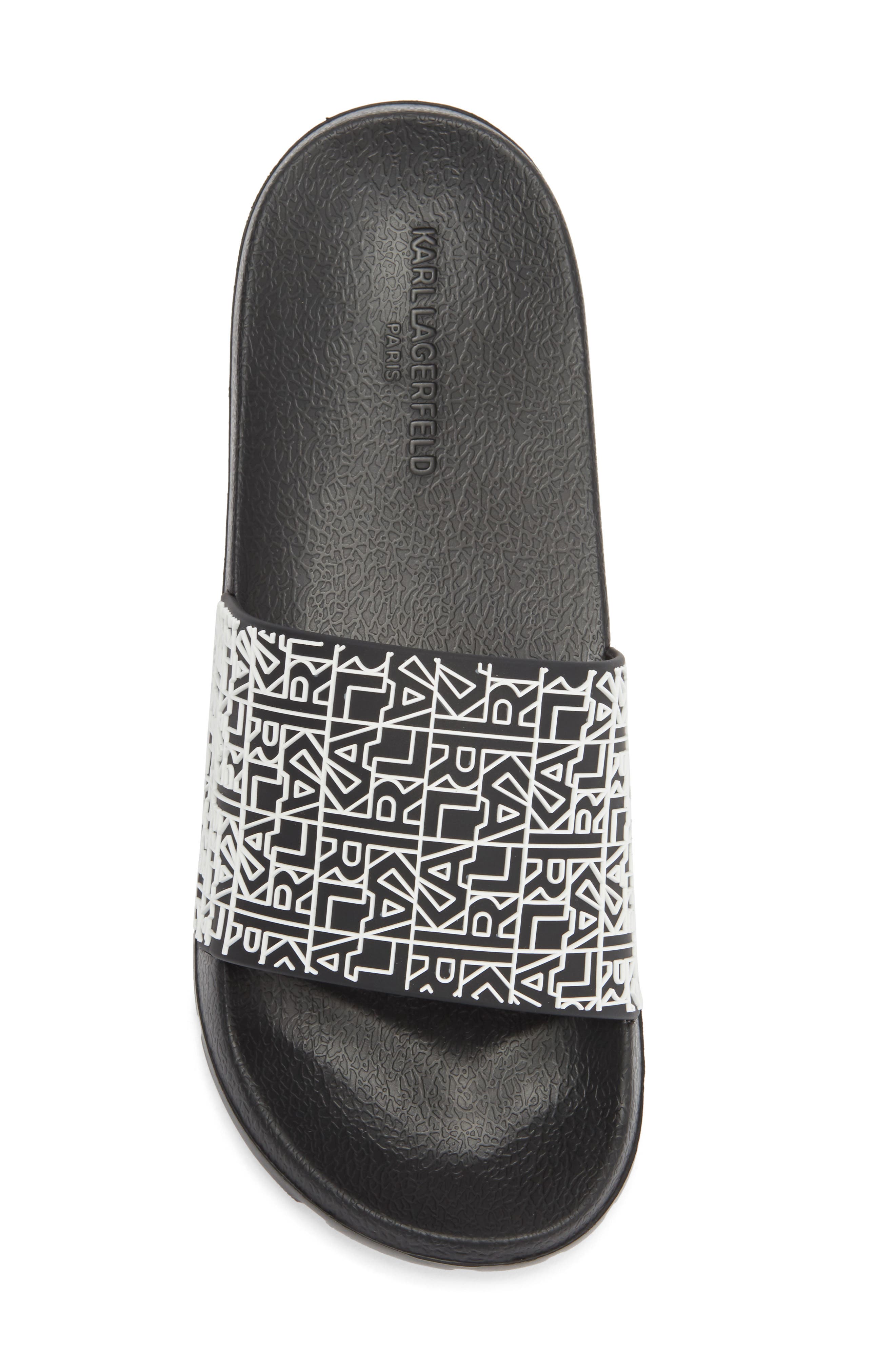KARL LAGERFELD PARIS Block Logo Slide Sandal, Alternate, color, Black