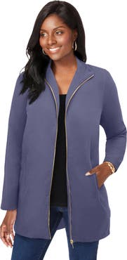 Jessica London Stretch Cotton Zip Front Hi Low Jacket