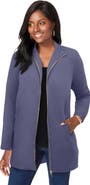 Jessica London Stretch Cotton Zip Front Hi Low Jacket
