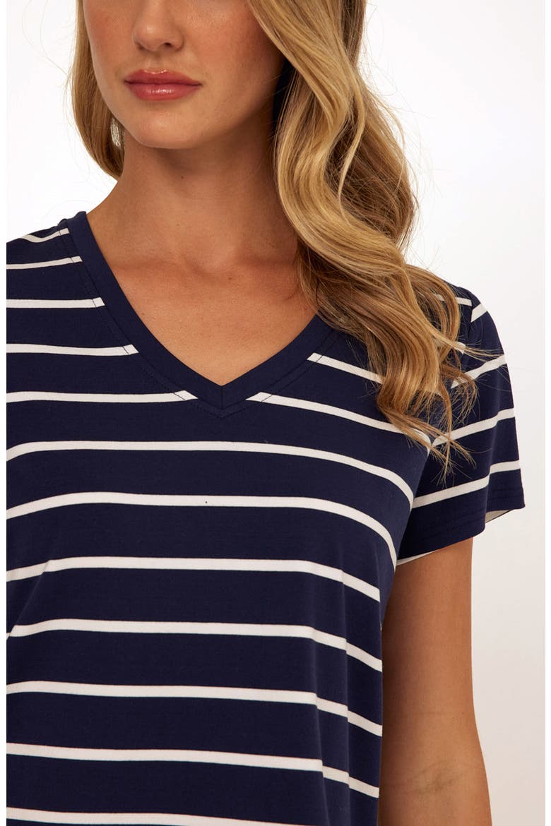 Maxine Stripe V-Neck Top, Alternate, color, STARGAZER/ WHITE