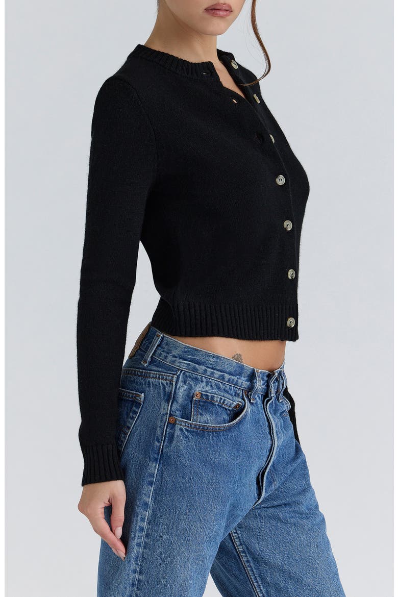 Signature Merino Wool & Cashmere Cardigan, Alternate, color, BLACK