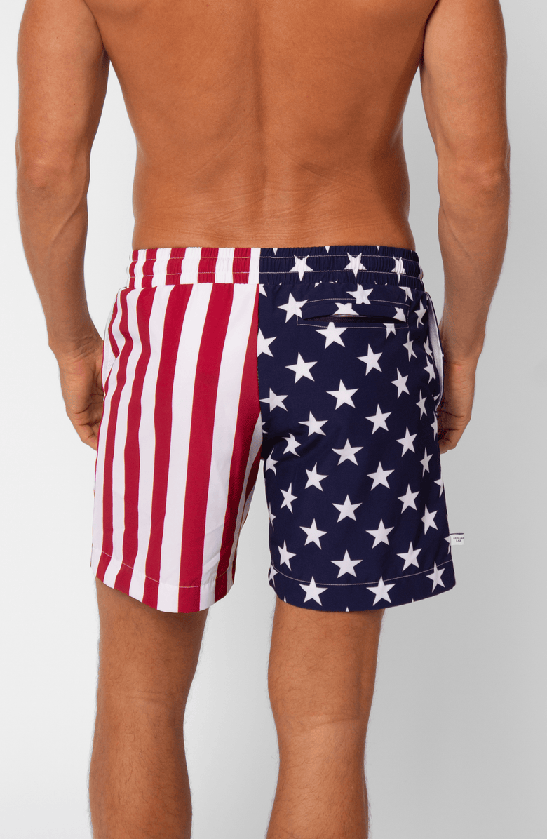 LEISURE LAB Stars + Stripes Swim Trunk, Alternate, color, Americana
