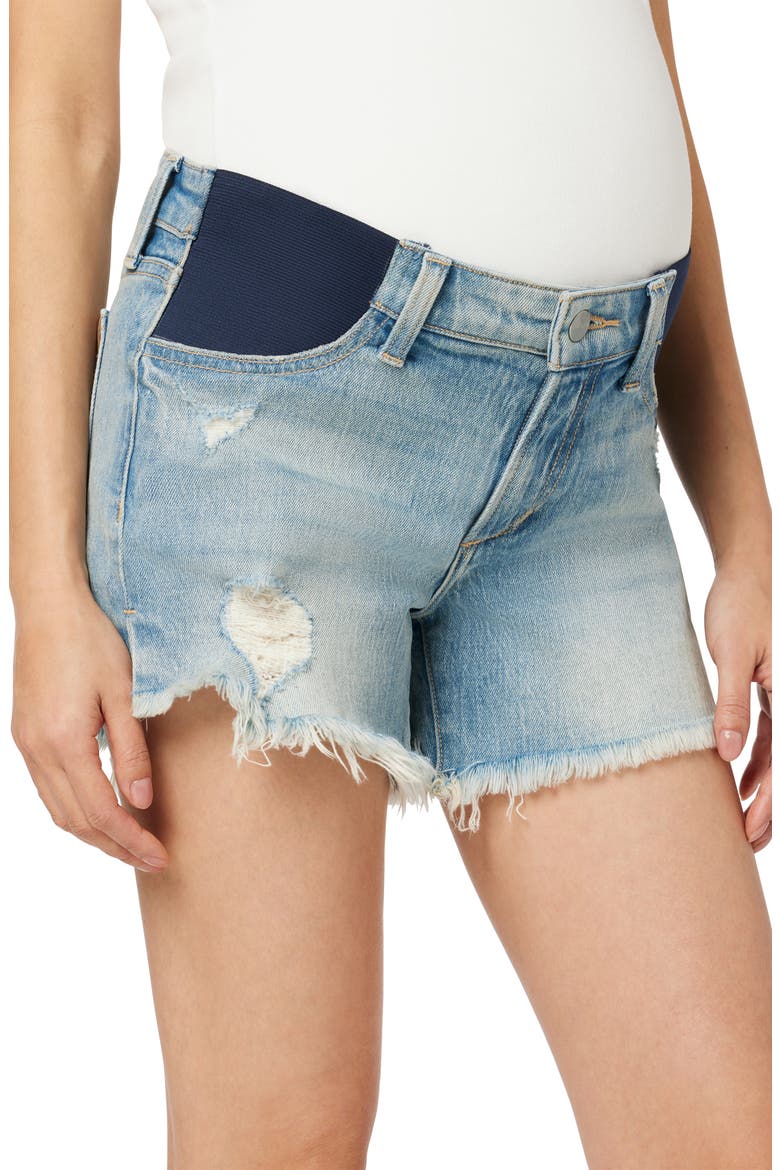 The Ozzie Frayed Denim Maternity Shorts, Alternate, color, OHIO