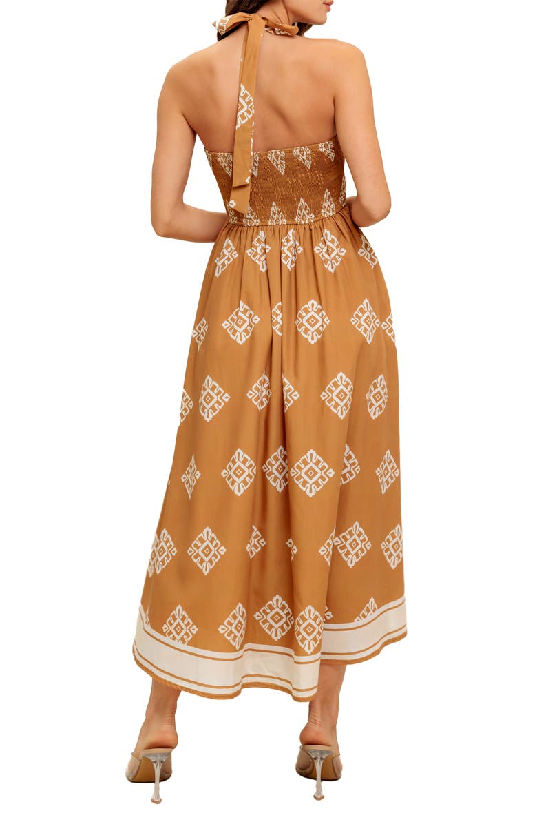 FLYING TOMATO Halter Neck Midi Dress, Alternate, color, Rust