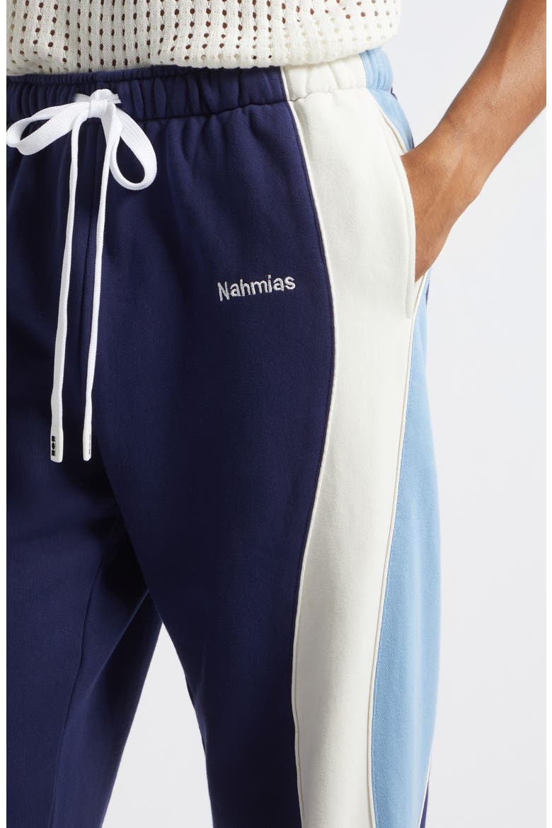 Ollie Paneled Cotton Sweatpants, Alternate, color, WORN NAVY