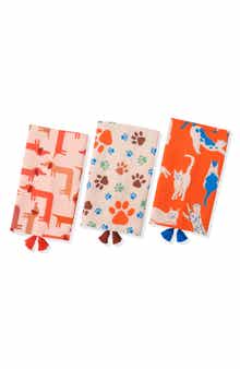 Set of 3 Cotton Waffle Knit Kitchen Towels