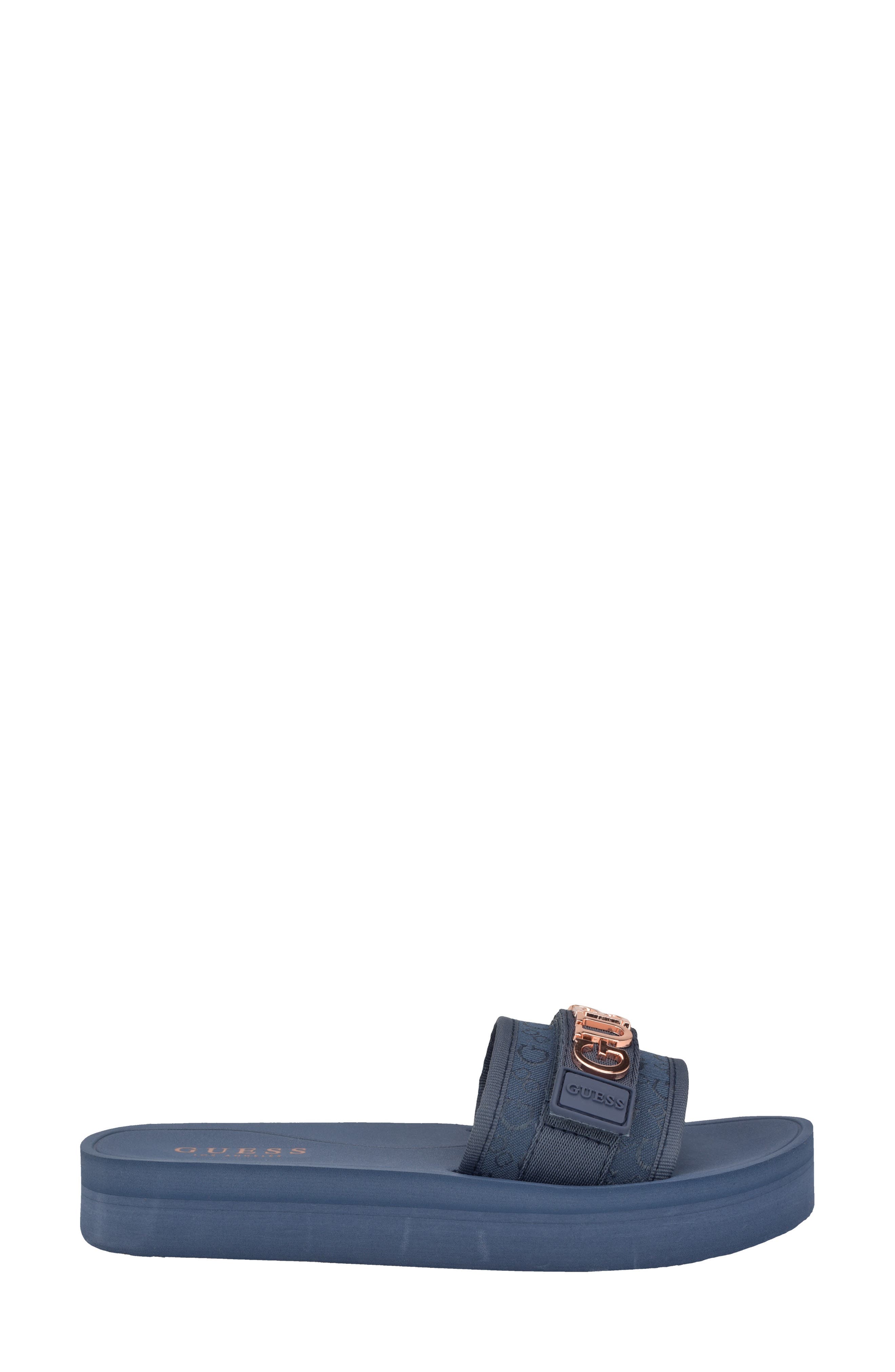 GUESS Peers Slide Sandal, Alternate, color, Light Gray/ Blue