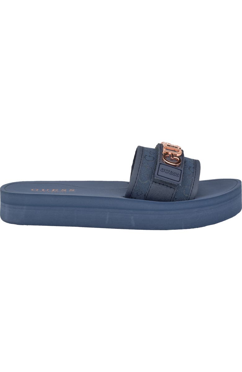 GUESS Peers Slide Sandal, Alternate, color, Light Gray/ Blue