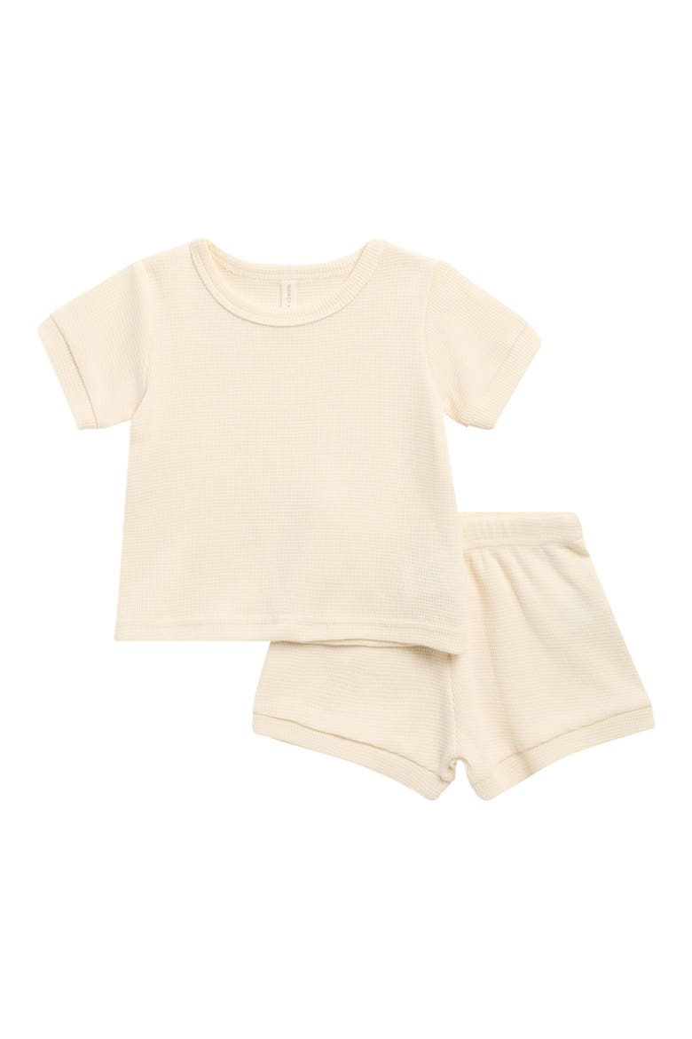 Kids' Organic Cotton Waffle Knit T-Shirt & Shorts Set, Main, color, NATURAL