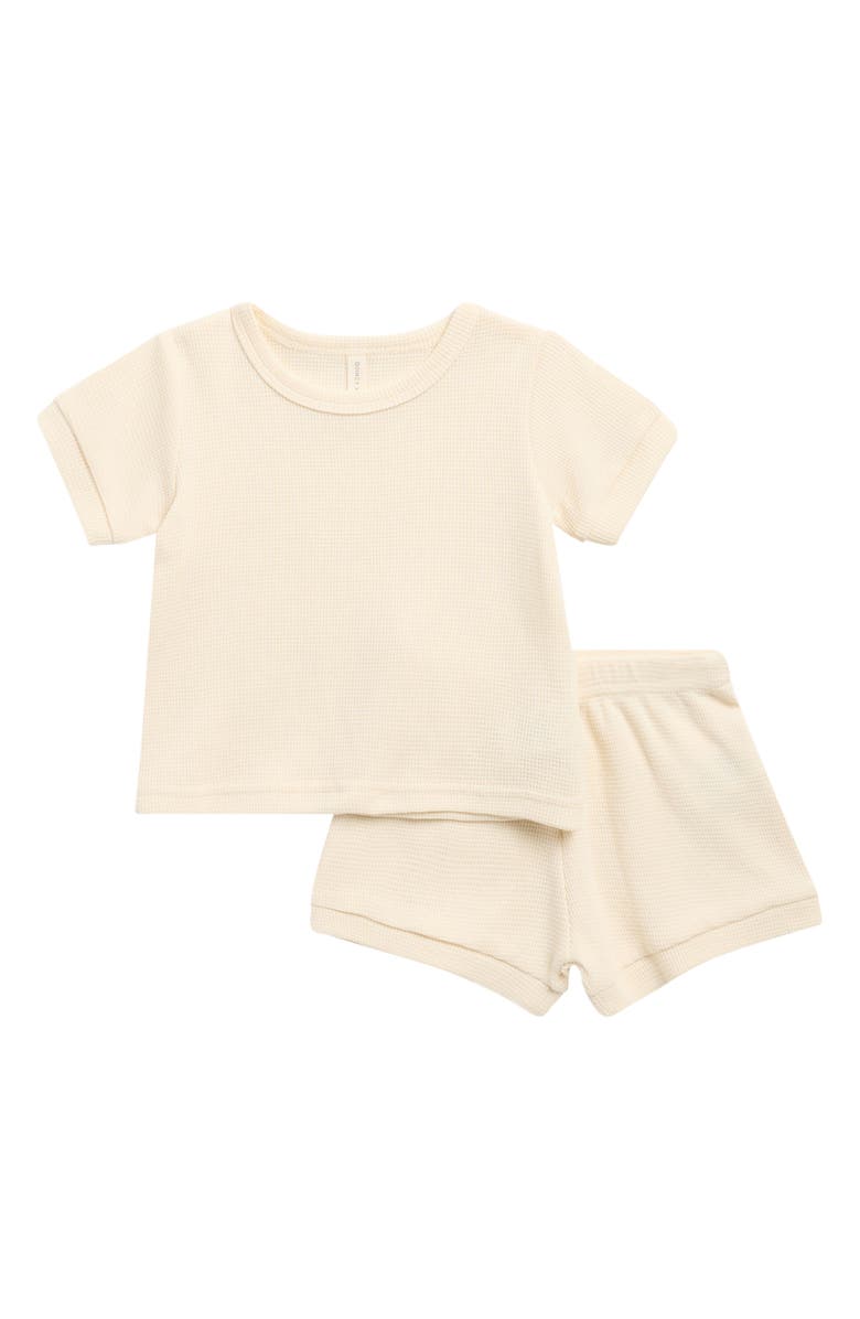 QUINCY MAE Kids' Organic Cotton Waffle Knit T-Shirt & Shorts Set, Main, color, Natural