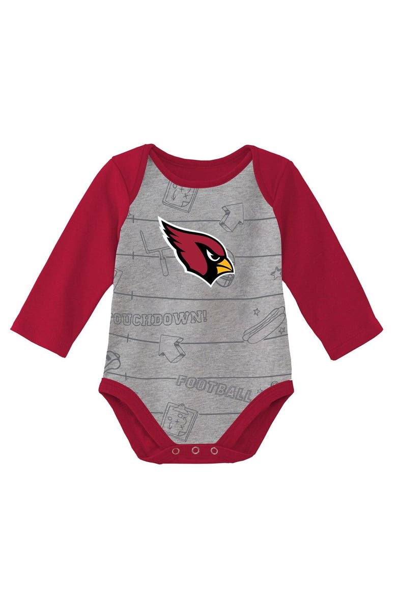 Outerstuff Newborn & Infant Cardinal/Heathered Gray Arizona Cardinals Born To Win Two-Pack Long Sleeve Bodysuit Set, Alternate, color, Cardinal