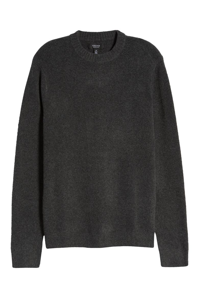 Brushed Crewneck Sweater, Alternate, color, GREY DARK CHARCOAL HEATHER