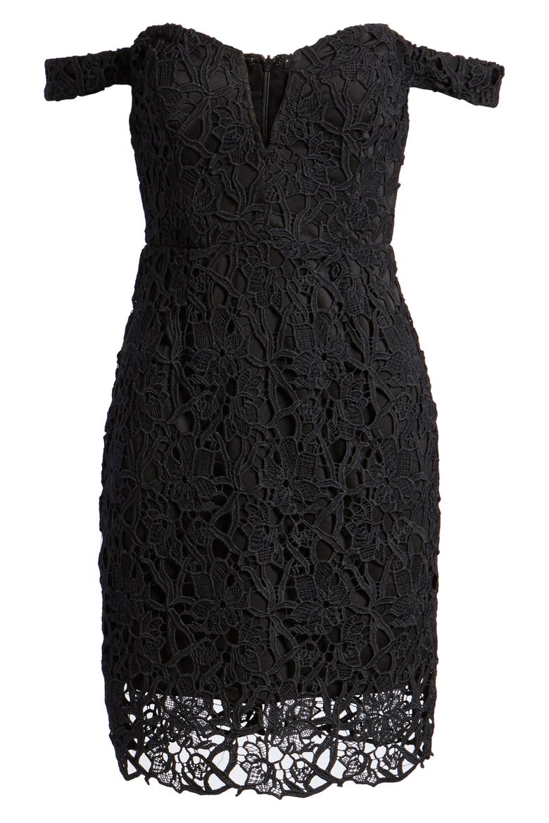 Lace Body-Con Dress, Alternate, color, BLACK