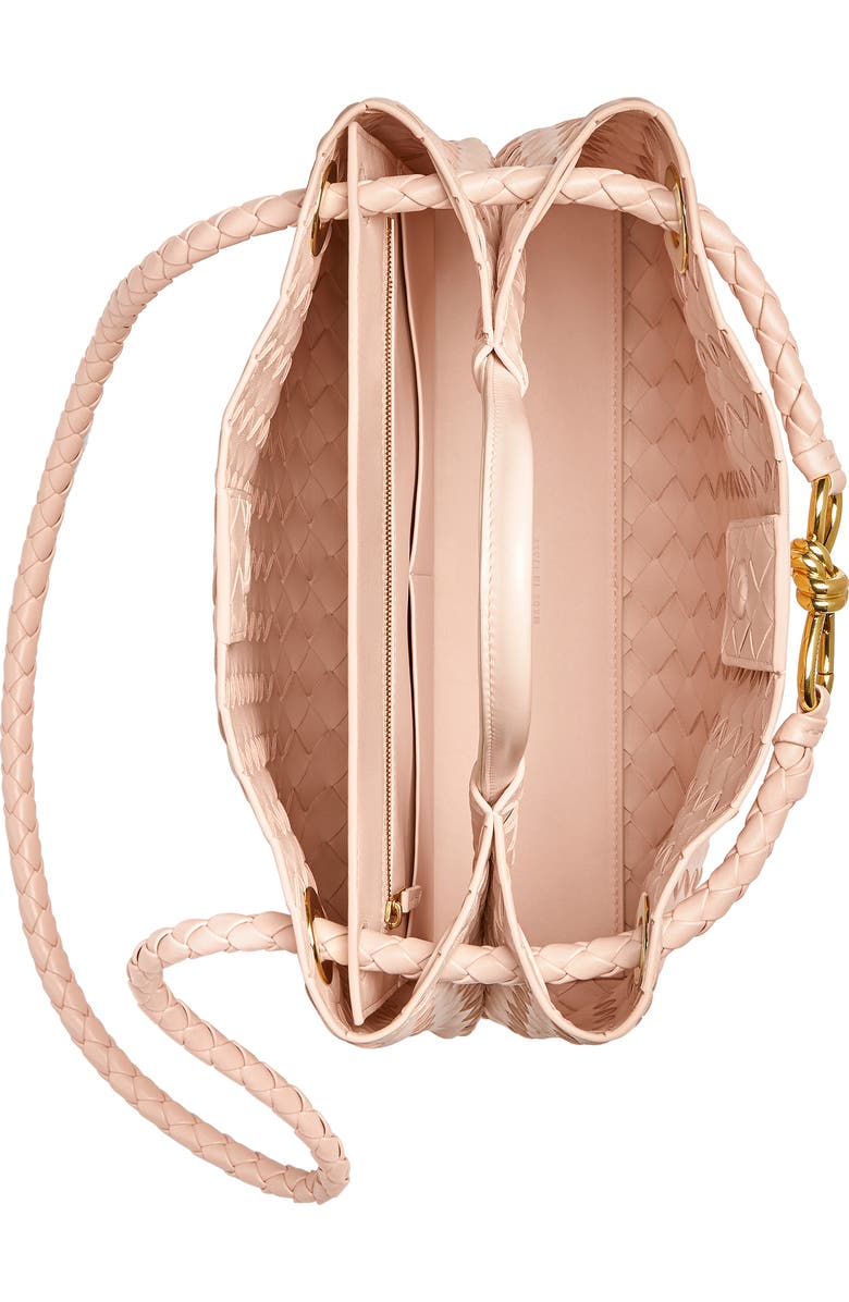 Bottega Veneta Medium Andiamo Intrecciato Shoulder Bag, Alternate, color, Cameo Brass