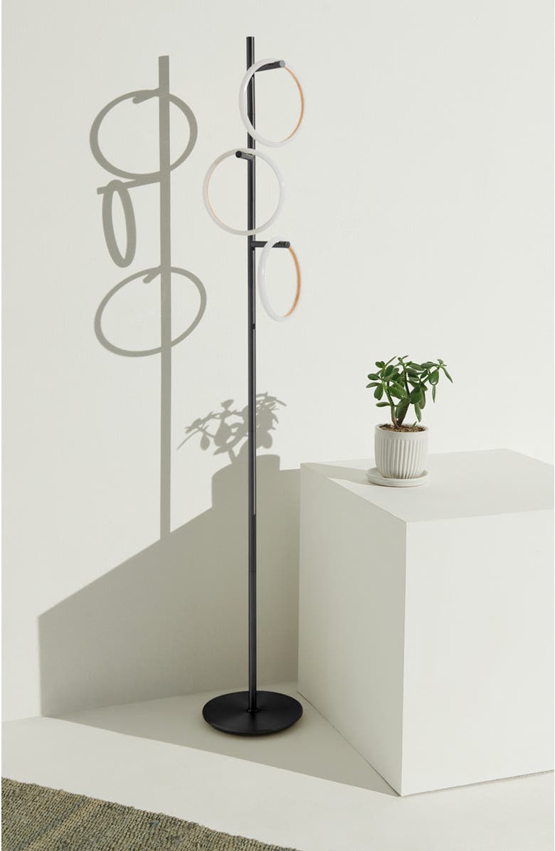 Brightech Saturn 66" LED Modern Ring Floor Lamp with Detachable Lights, Alternate, color, Classic Black