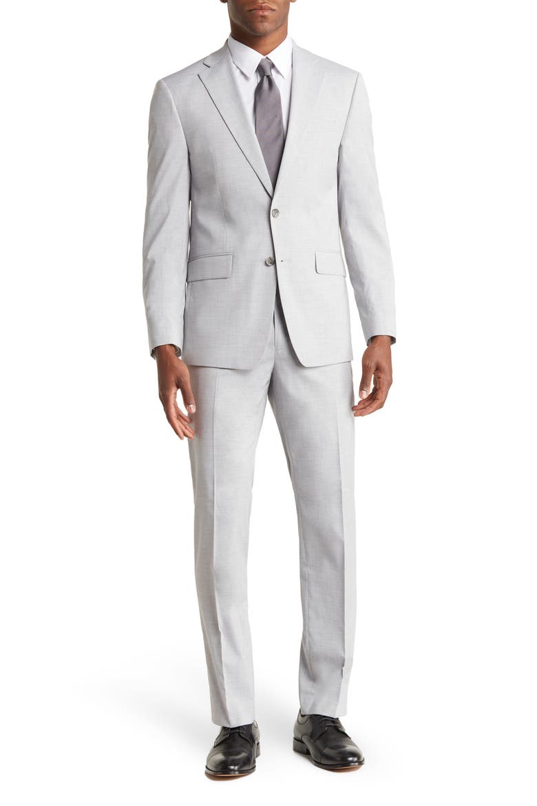 Magee Plain Two Button Notch Lapel Slim Fit Suit, Main, color, GREY