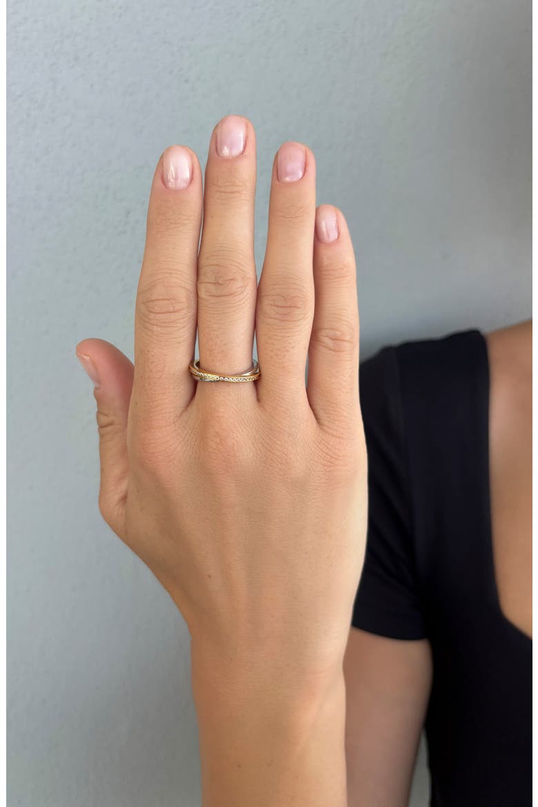 Mixed Plated Crystal Interlocking Ring, Alternate, color, GOLD/ SILVER