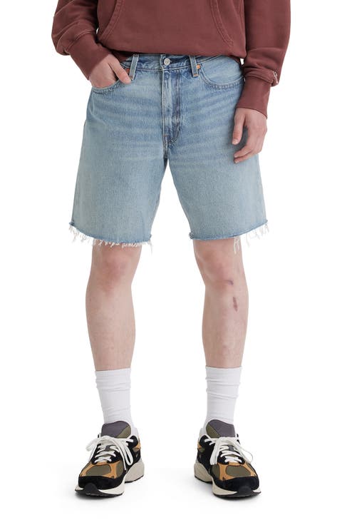 468 Loose Raw Hem Denim Shorts (Astro Jam)