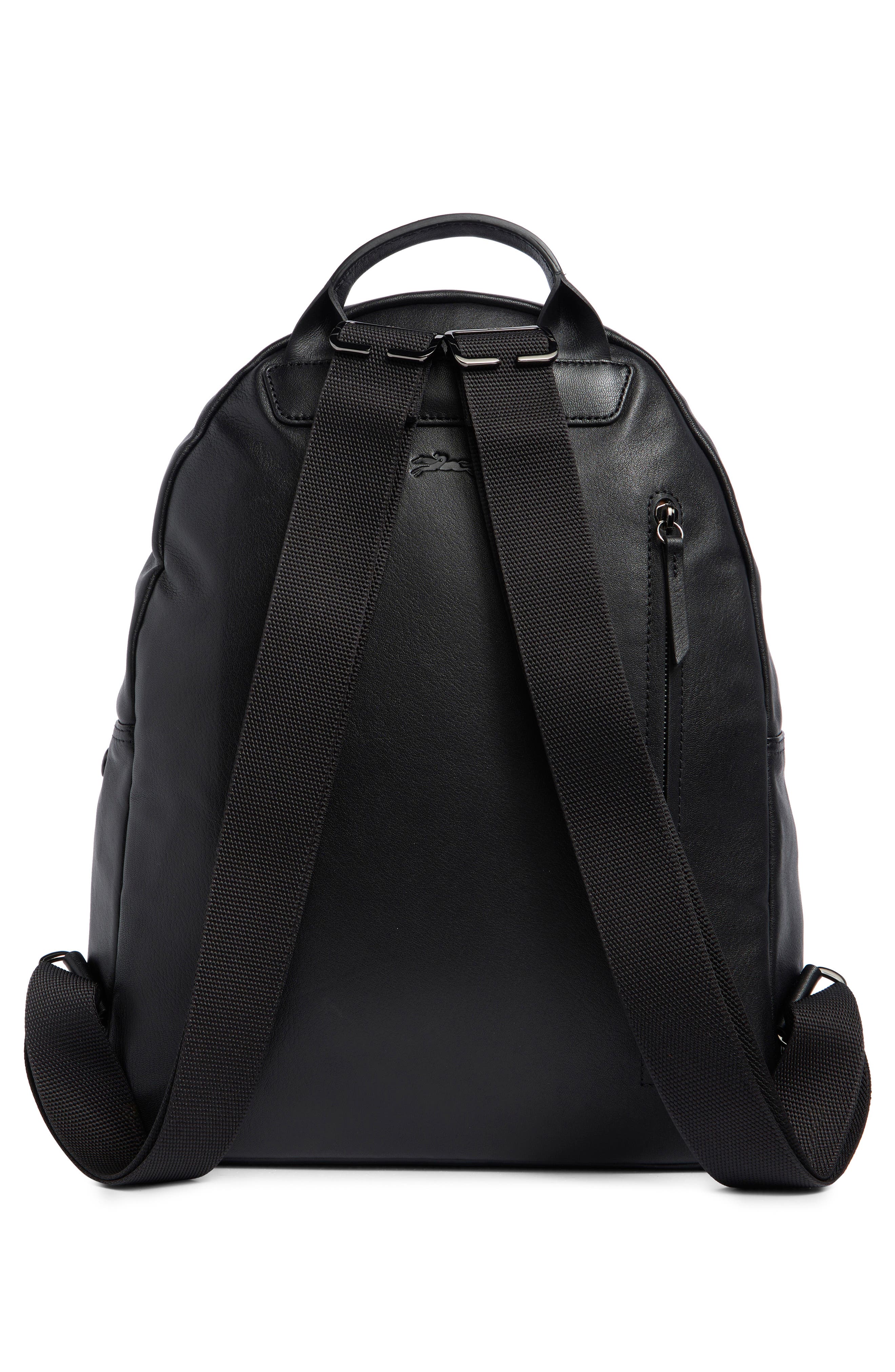 Stripe Faux Leather Backpack, Alternate, color, BLACK