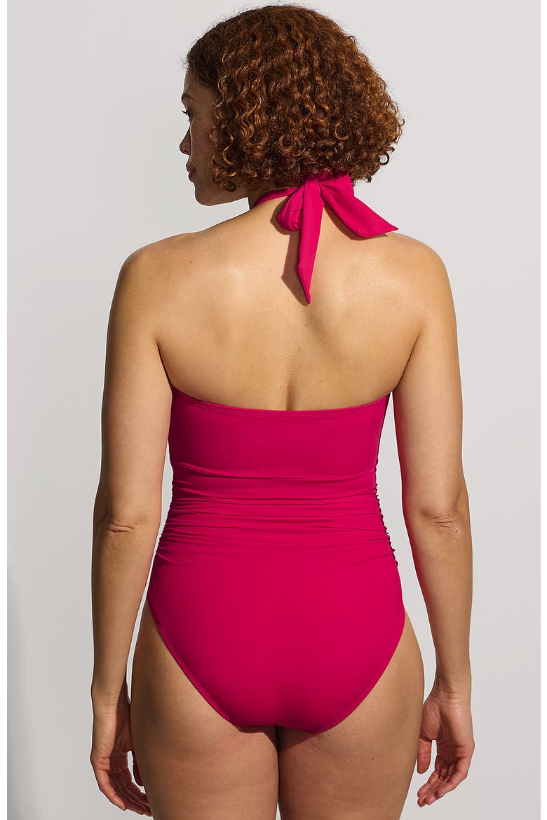 Slender Suit Multi-Way Bandeau High Leg One Piece Swimsuit, Alternate, color, Coral Ruby