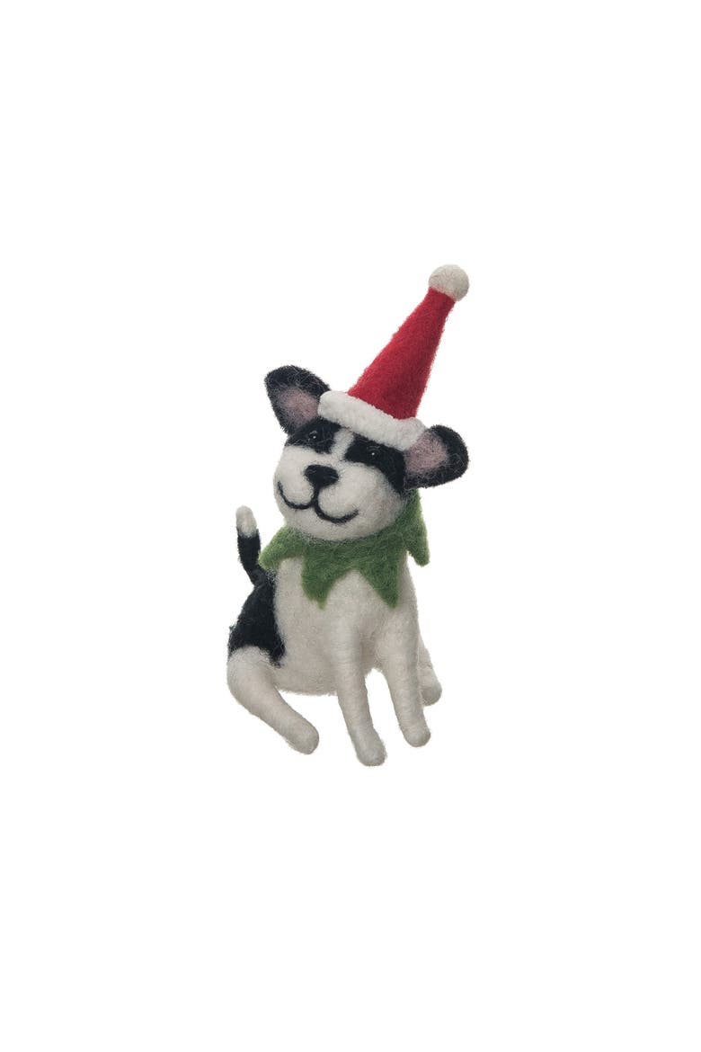 Dog Santa Hat Figurine, Main, color, Green