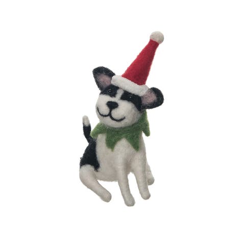 Dog Santa Hat Figurine