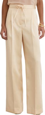 Reiss Ellen Satin Drawstring Wide Leg Pants
