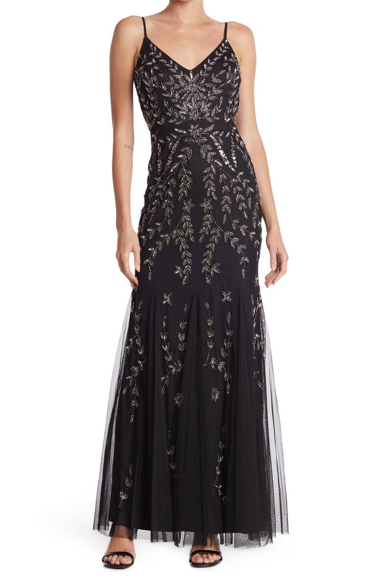Marina Beaded V-Neck Gown, Main, color, 