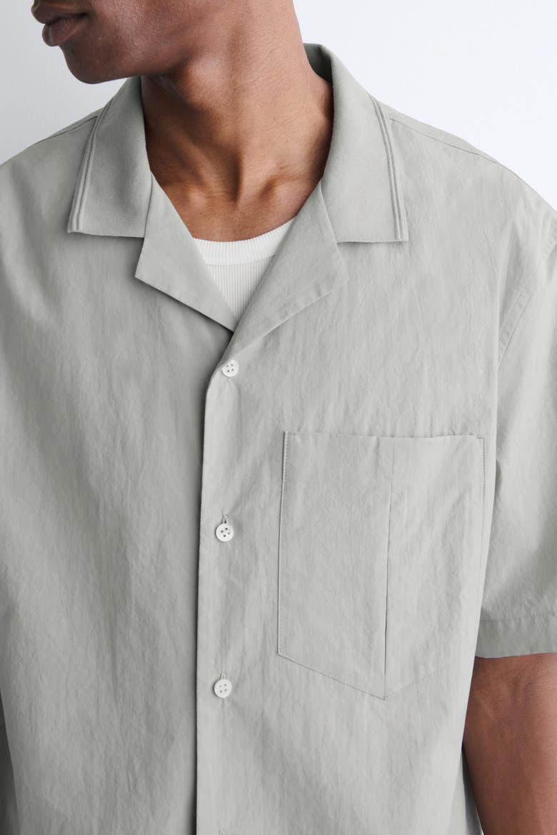 Camp-collar Cotton Shirt, Alternate, color, LIGHT GRAY