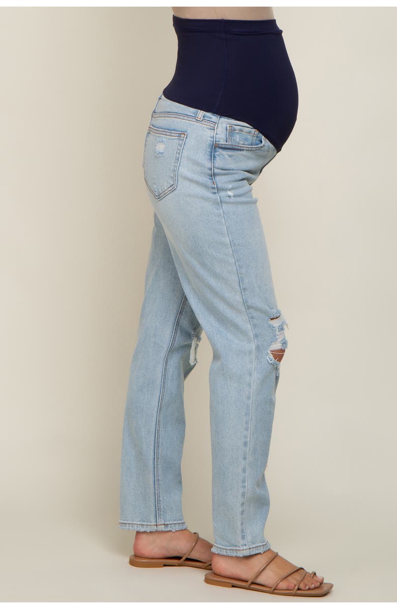 PinkBlush Distressed Knee Maternity Jeans, Alternate, color, Light Blue
