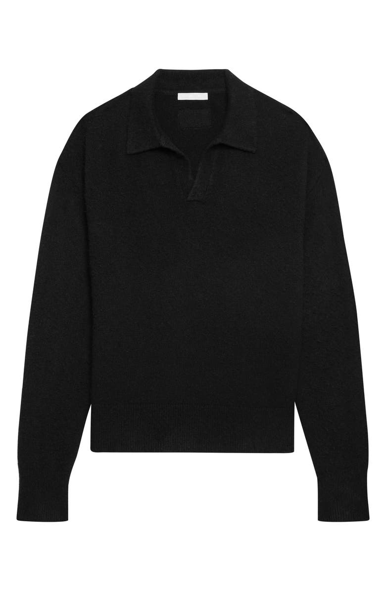 Helmut Lang Brushed Wool & Cashmere Polo Sweater, Alternate, color, Black