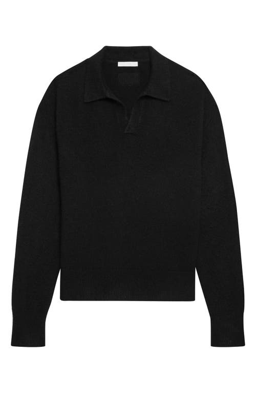 Helmut Lang Lithe 3 Brushed Wool & Cashmere Polo Sweater In Black