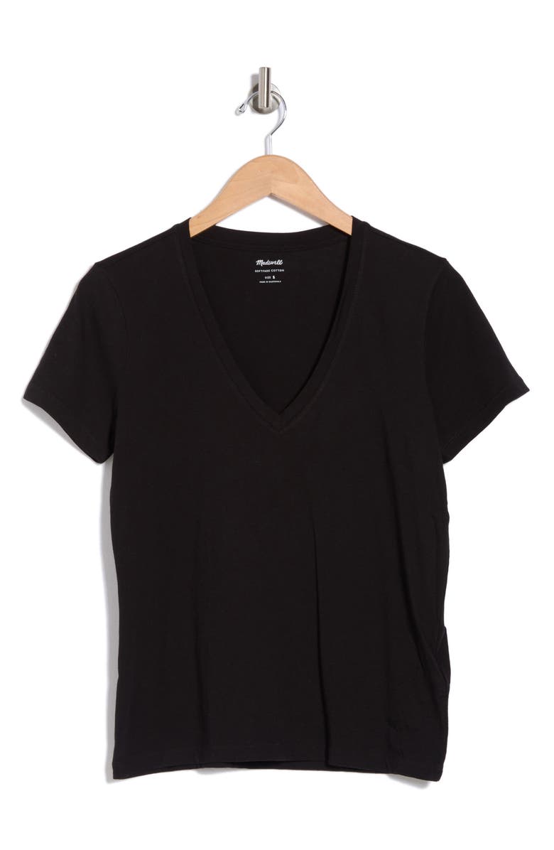 Madewell Softfade V-Neck Tee, Alternate, color, Jet Black