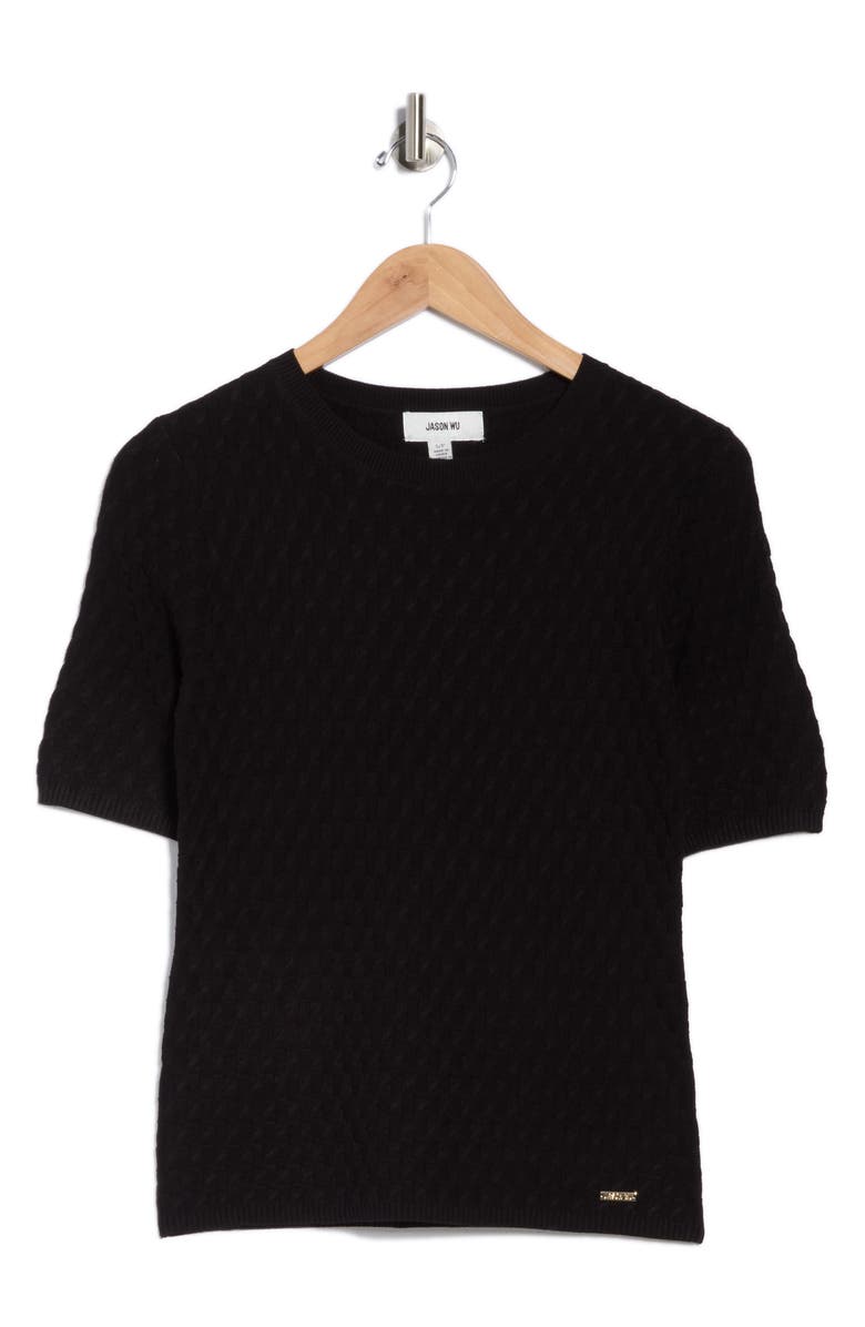 JASON WU Textured Elbow Sleeve Sweater, Alternate, color, Black