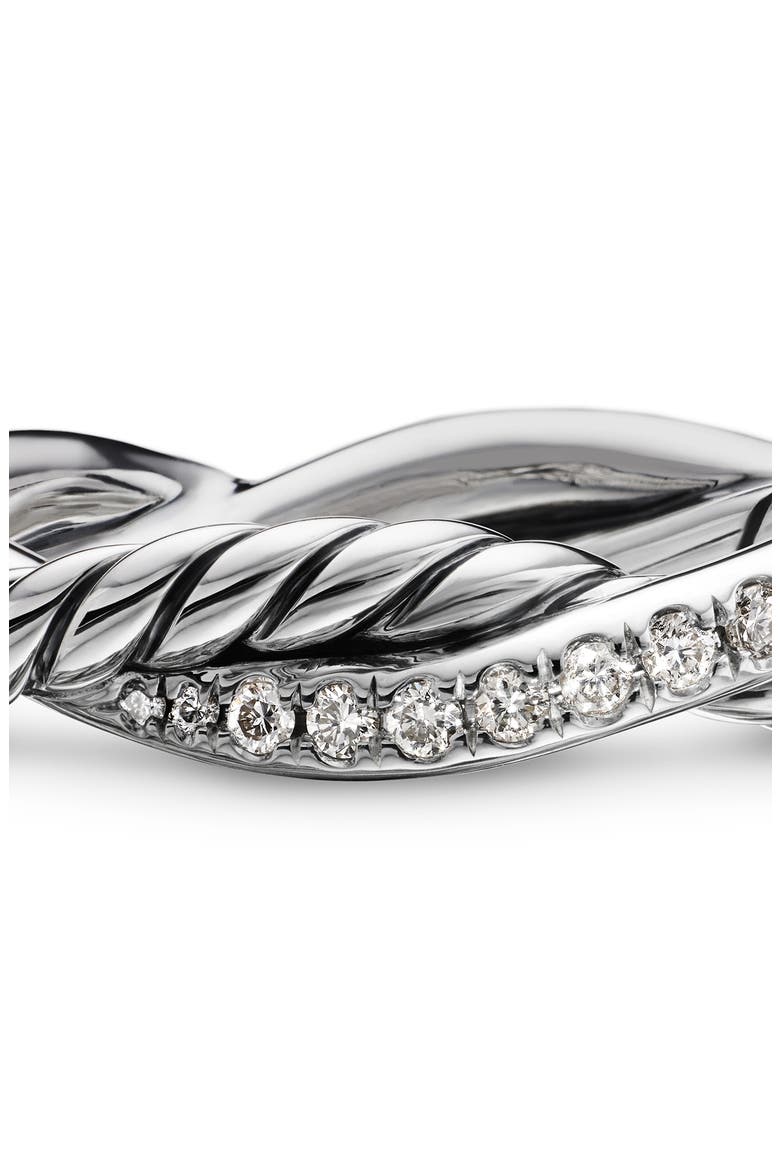 Petite Infinity Twisted Ring with Pavé Diamonds in Sterling Silver, Alternate, color, DIAMOND/ SILVER