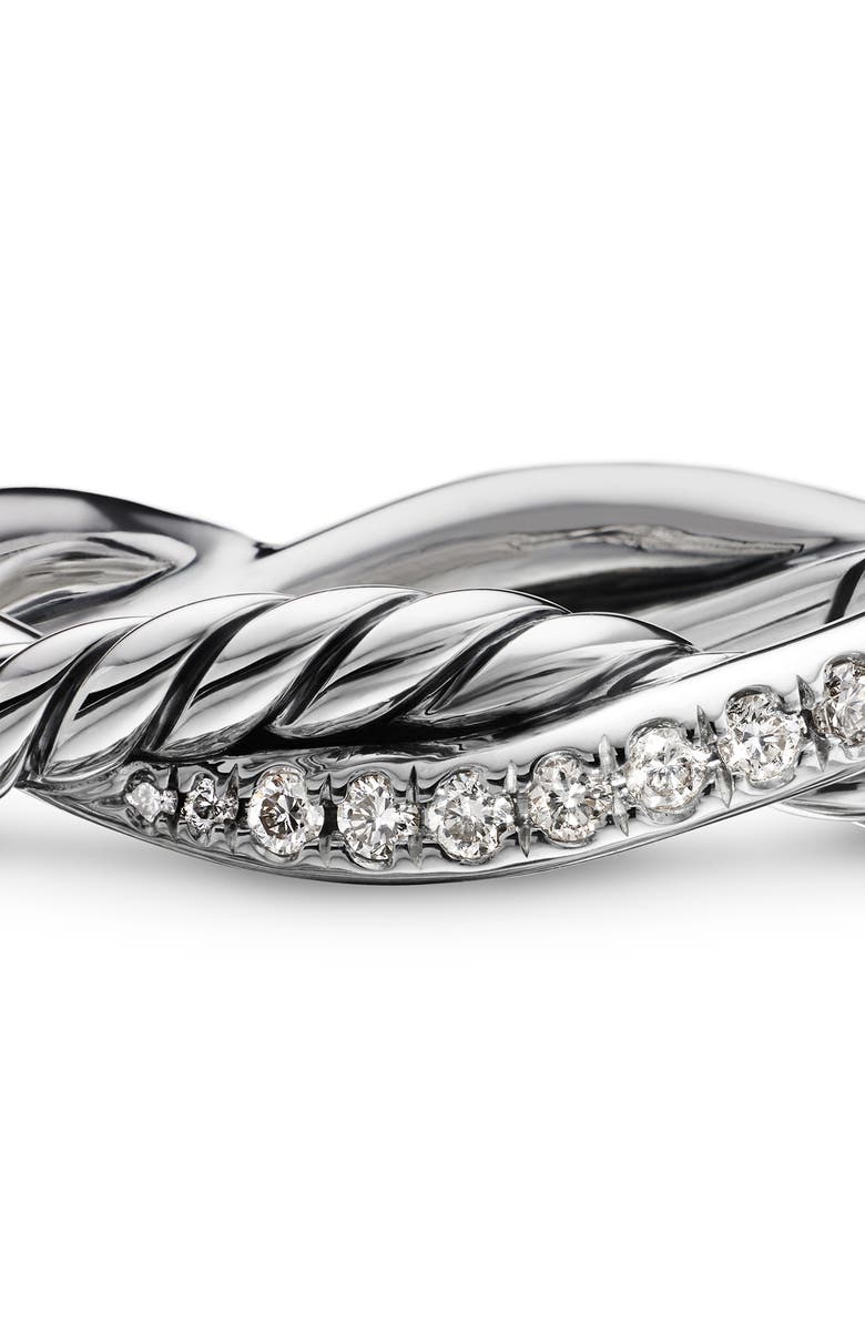 David Yurman Petite Infinity Twisted Ring with Pavé Diamonds in Sterling Silver, Alternate, color, Diamond/ Silver