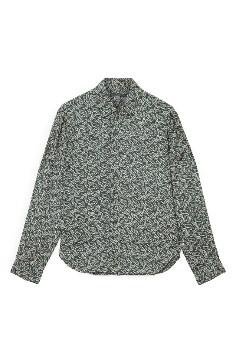 John Varvatos Rodney Hidden Placket Button-Up Shirt, Alternate, color, Moss