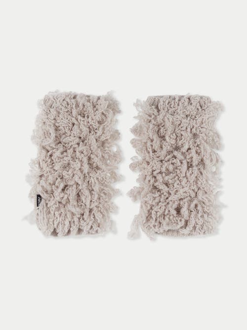 Gobi Mongolian Cashmere Loop-stitch Cashmere Fingerless Gloves In Chateau Gray